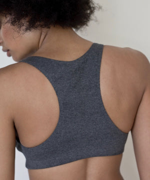 Ribbed Racerback Crop Top (Anthracite)