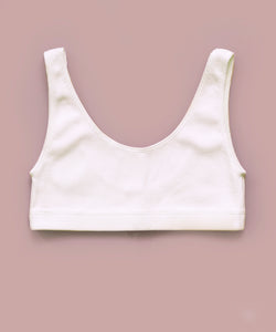 Ribbed Scoop Back Crop Top (White & Black)