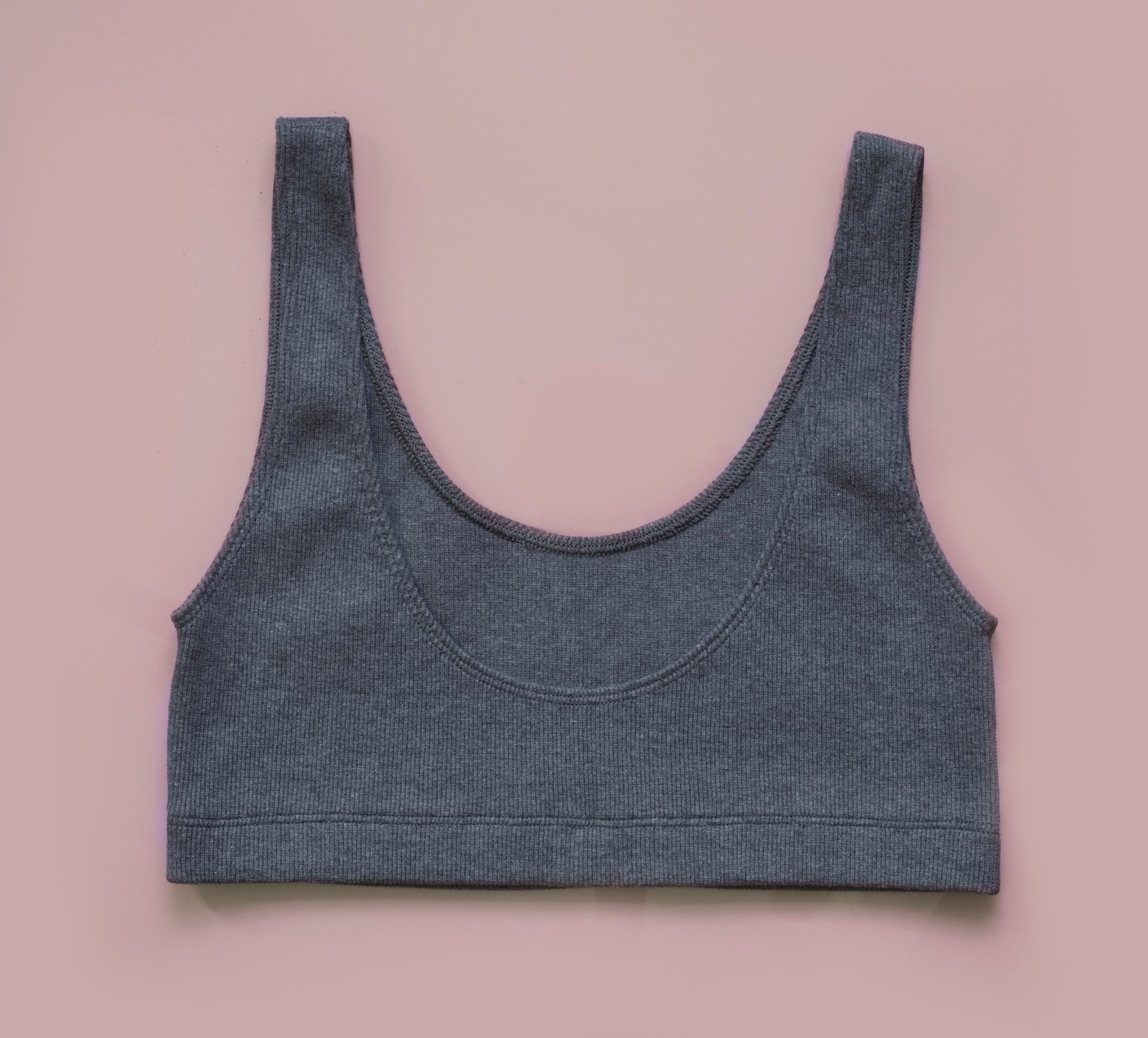 Ribbed Scoop Back Crop Top (Anthracite)
